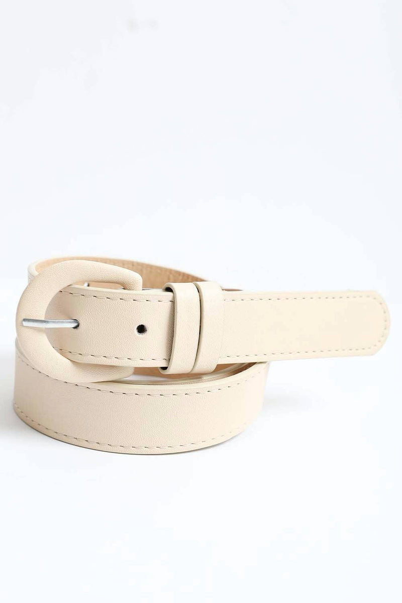 Classic Vegan Leather Belt - Ecru