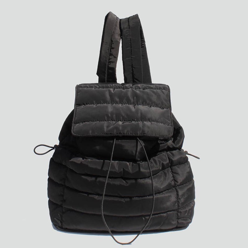 Quilted Nylon Backpack - Black