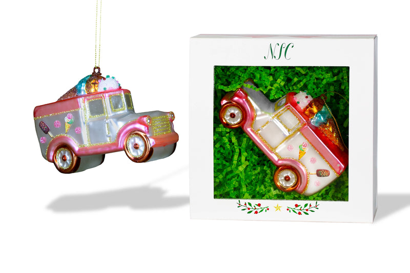 Ice Cream Truck Glass Ornament