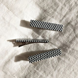 Flora Hair Clips - B+W Checkered