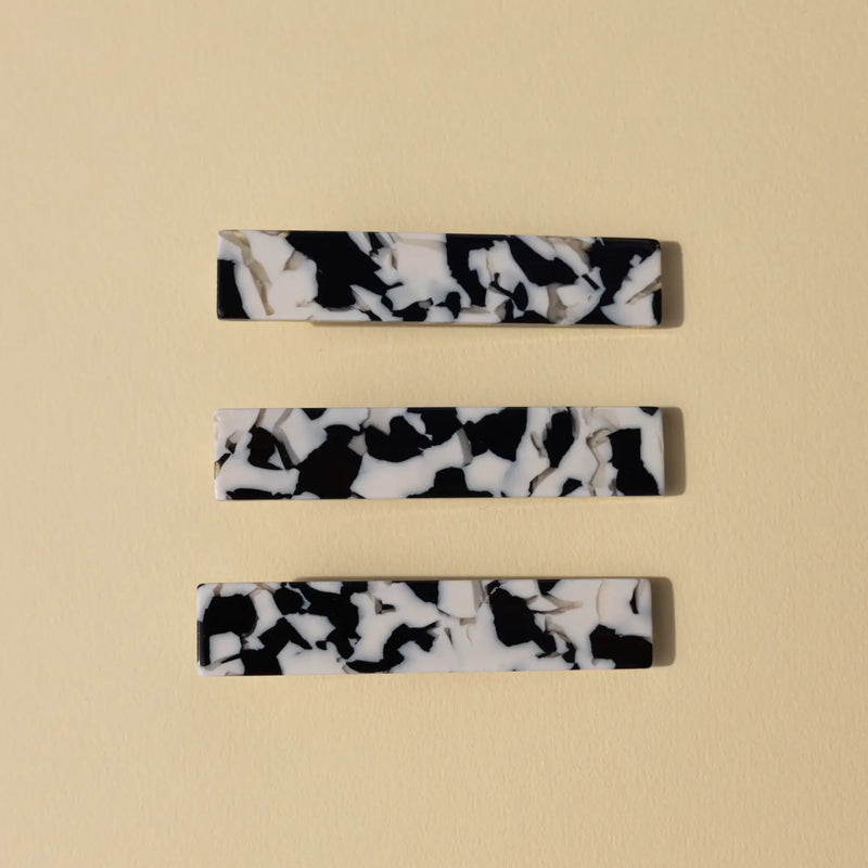 Flora Hair Clips - B+W
