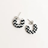 Mali Hoop Earrings In B+W checkered