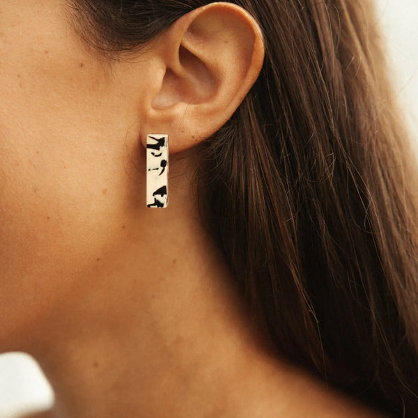 Ivy Stud Earrings in Marble