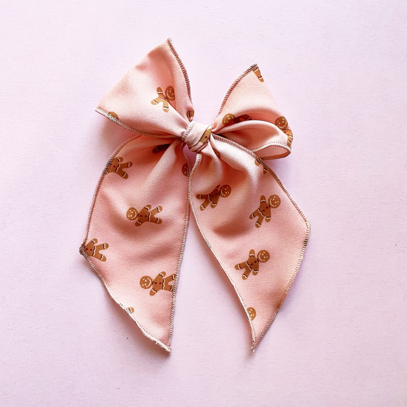 Gingerbread Pink Bow - Small