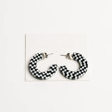 Ray Hoop Earrings in B + W checkered