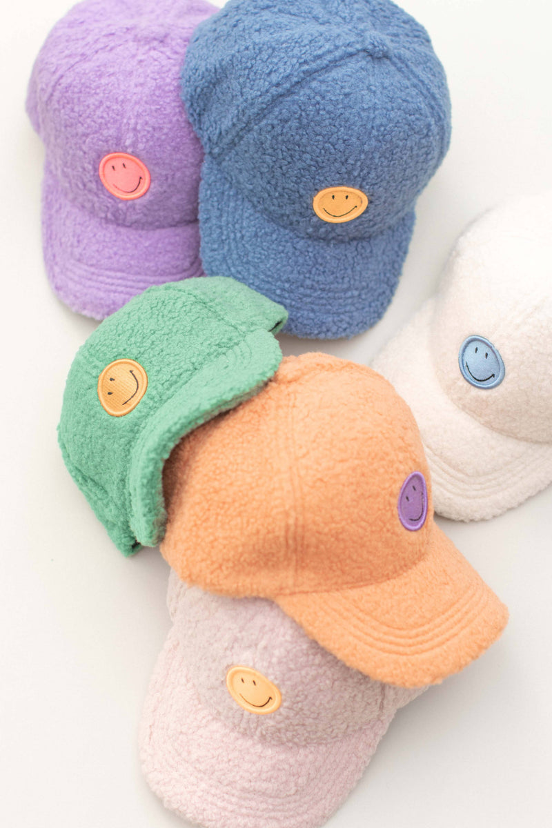 Smiley Boucle Kids Baseball Hat: Sunset