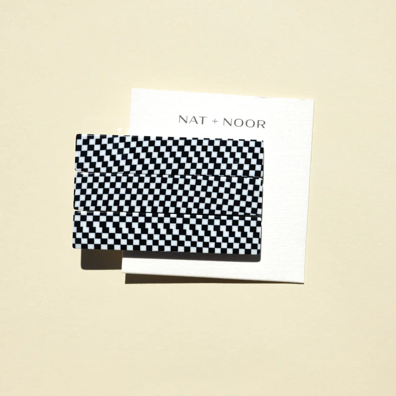 Flora Hair Clips - B+W Checkered
