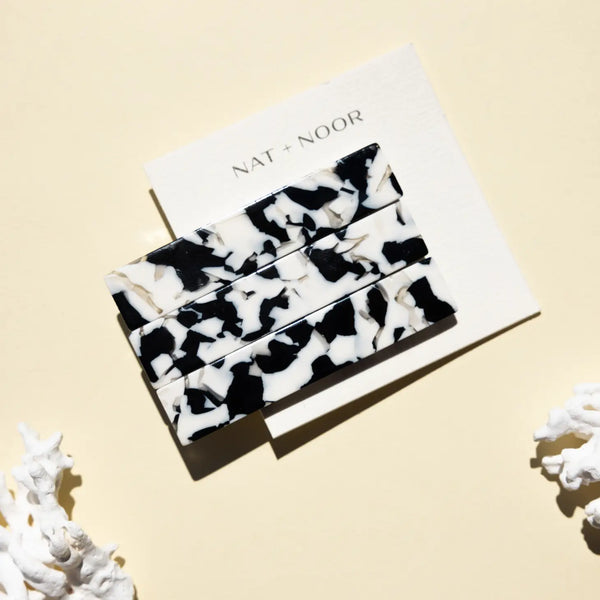 Flora Hair Clips - B+W