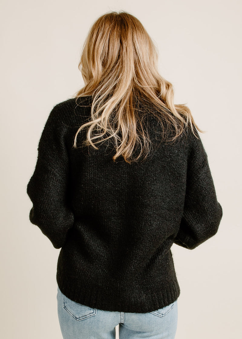 Carlen Mock Neck Sweater- Midnight