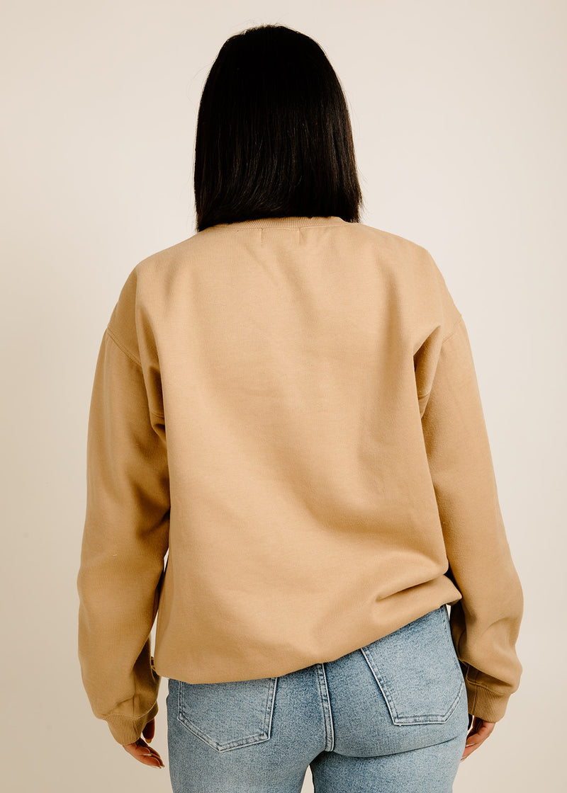Happy Crew Smile Sweatshirt- Camel