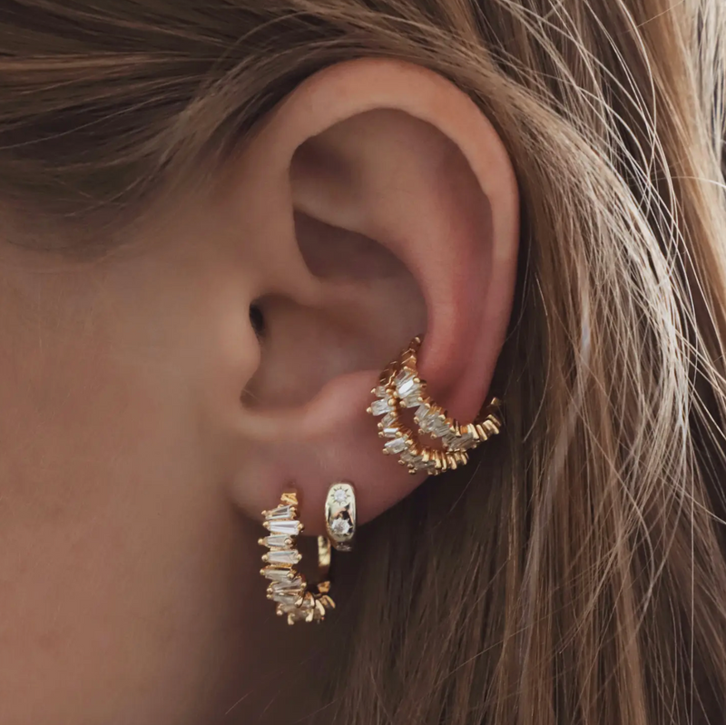 TAPERED BAGUETTE HOOPS