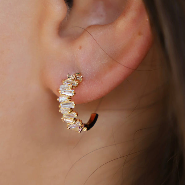 TAPERED BAGUETTE HOOPS