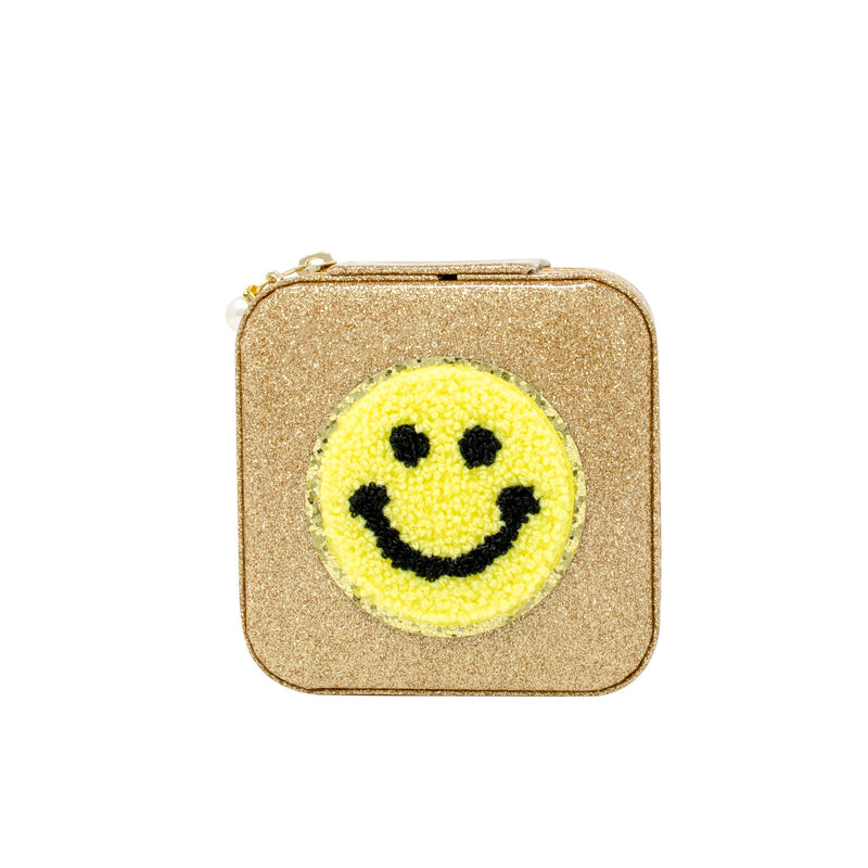 Happy Face Sparkle Jewelry Box: Gold