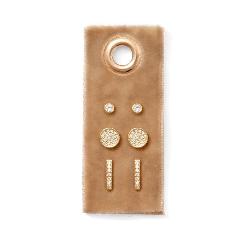 Pave Velvet Stud Gift Set: Gold