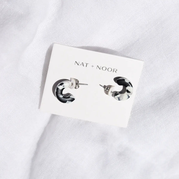 Mali Hoop Earrings in Black & White