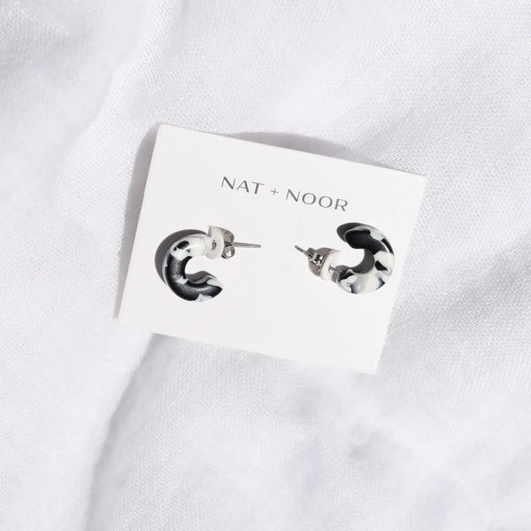 Mali Hoop Earrings in Black & White