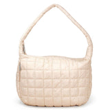 Large Quilted Puffer Bag - Beige