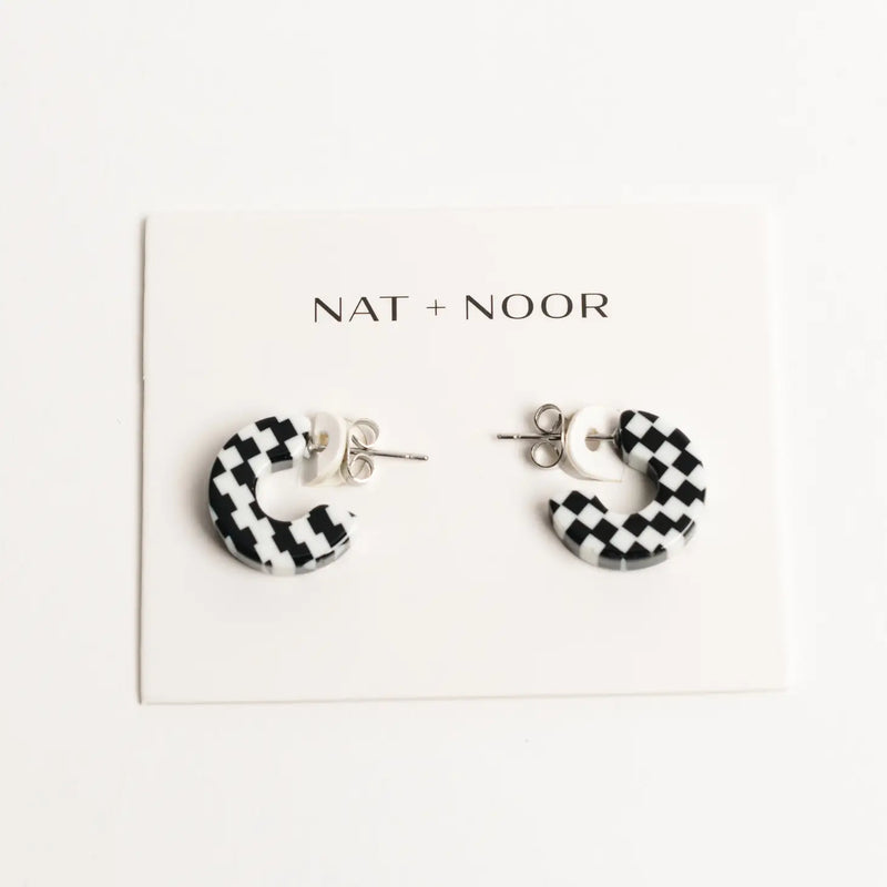 Mali Hoop Earrings In B+W checkered