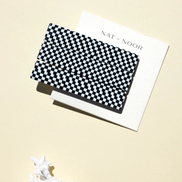 Flora Hair Clips - B+W Checkered