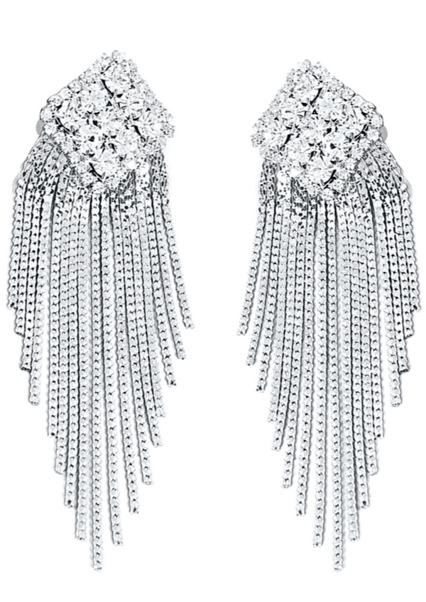 Diamond Fringe Drops - Silver